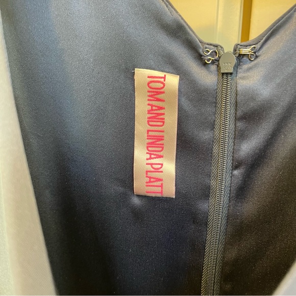 Tom And Linda Blue V-Neck Silk Dress - Picture 5 of 9